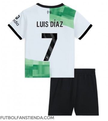 Liverpool Luis Diaz #7 Segunda Equipación Niños 2023-24 Manga Corta (+ Pantalones cortos)
